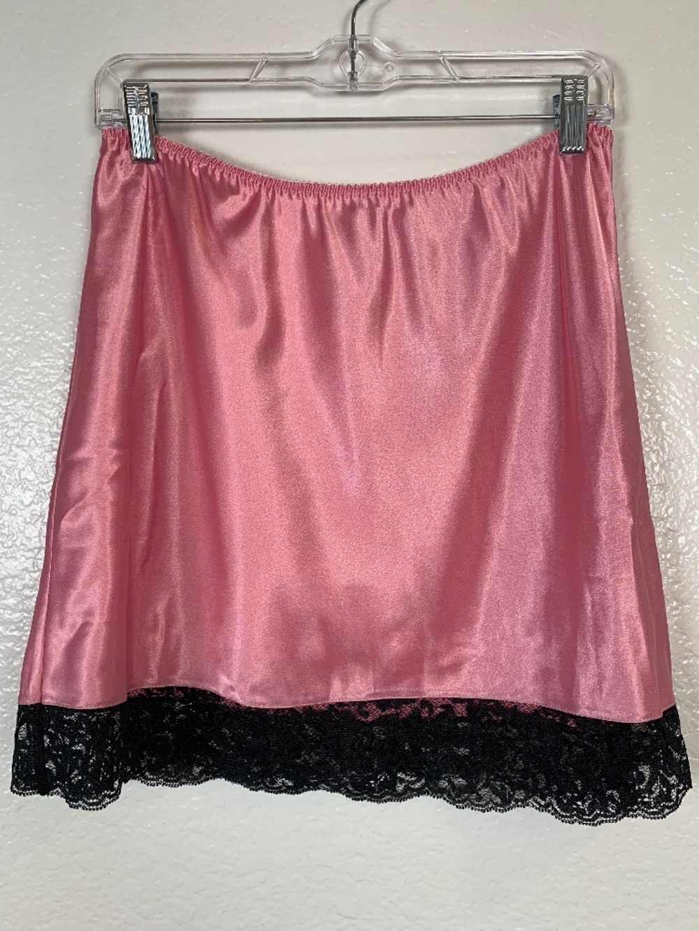 Vintage Victoria's Secret Gold Label Half Slip Small Satin Pink Black Lace